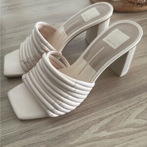 Dolce Vita Cream Padded Strap Block Heel Slides